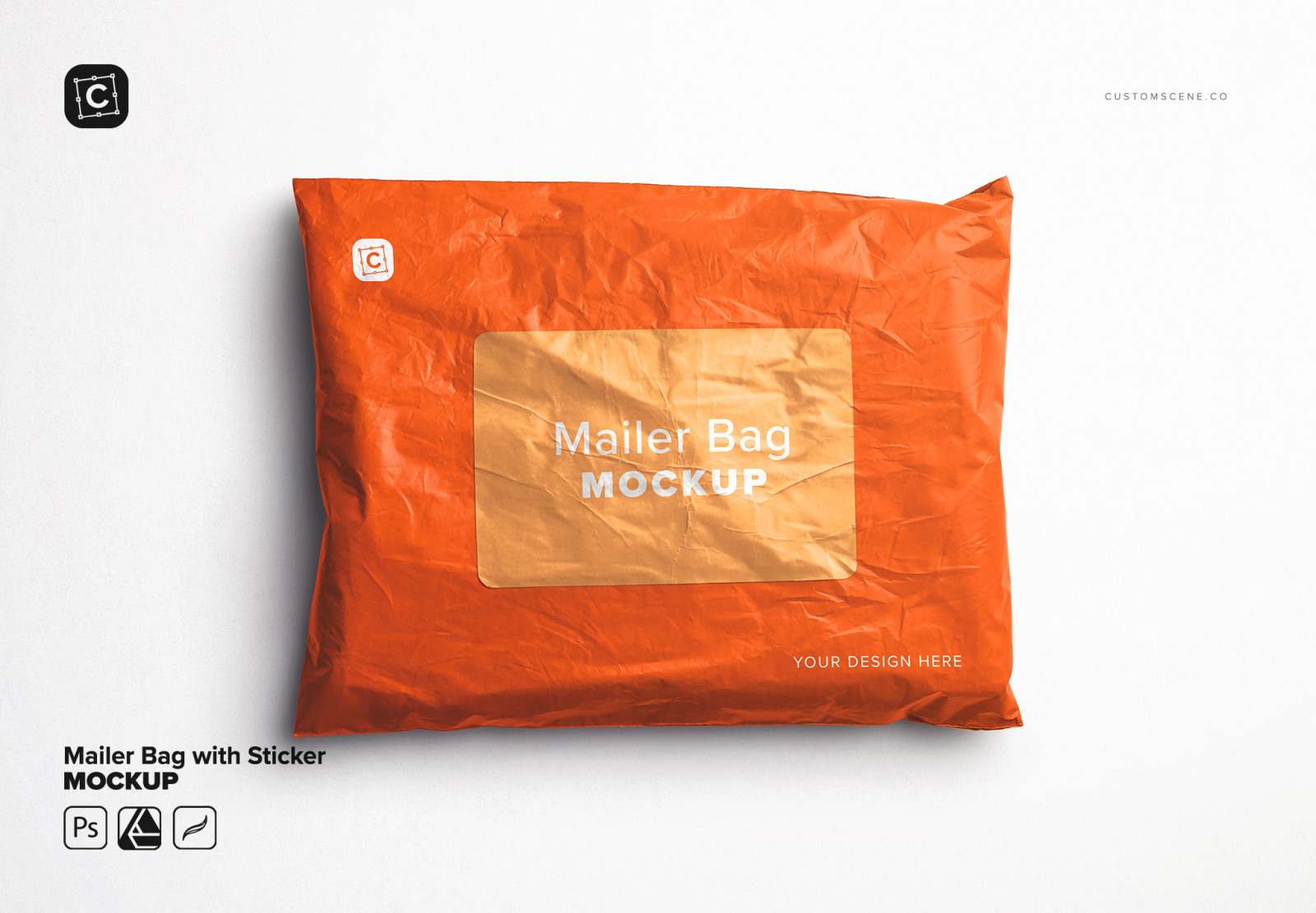 Mailer Bag Mockup with Sticker