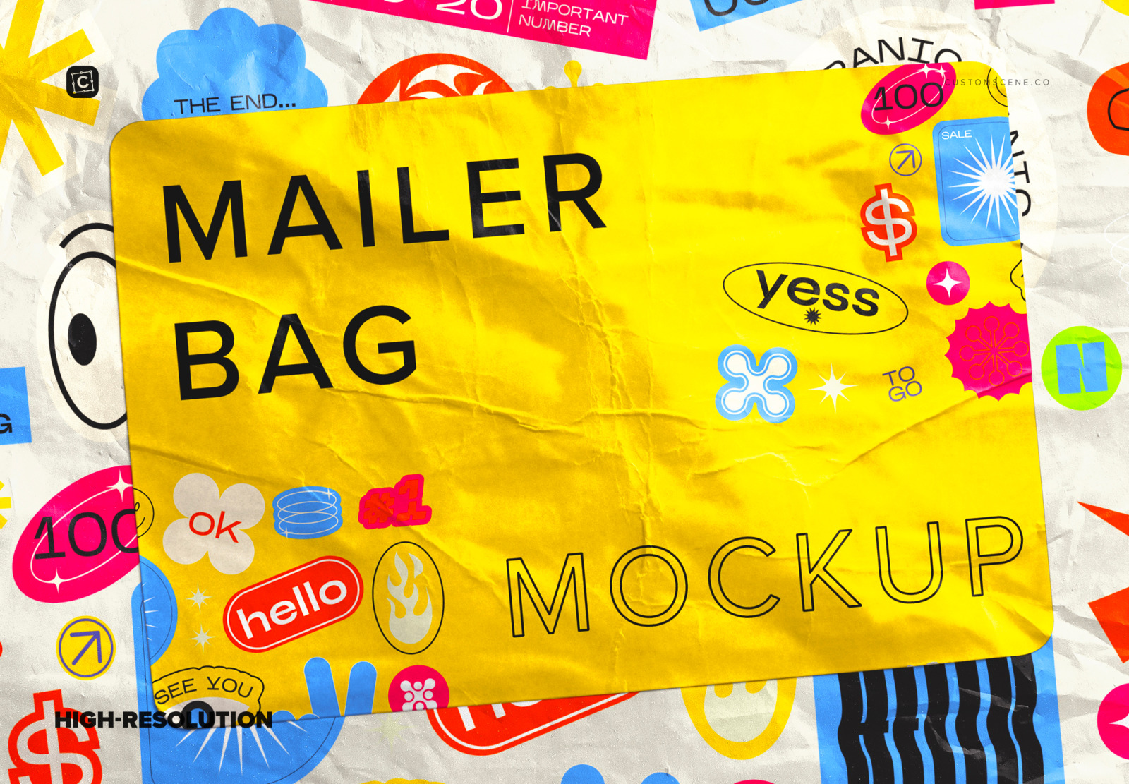 Mailer Bag Mockup with Sticker