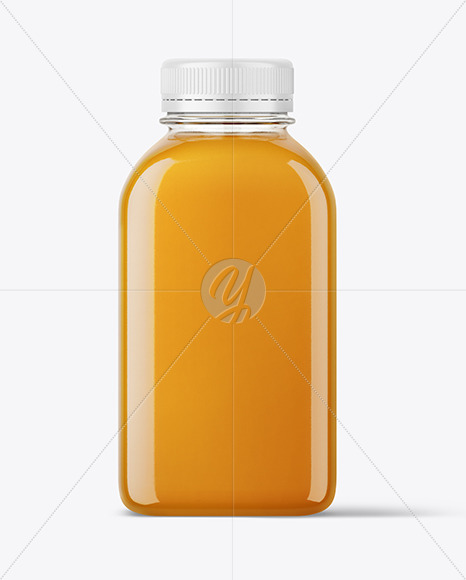 Square PET Apple Juice Bottle Mockup