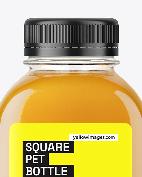 Square PET Apple Juice Bottle Mockup