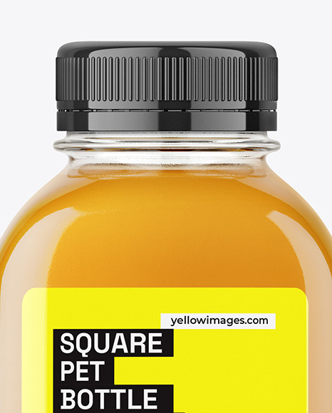 Square PET Apple Juice Bottle Mockup