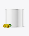 Glossy Tin Can with Olives Mockup