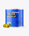 Glossy Tin Can with Olives Mockup