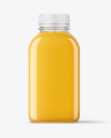 Square PET Bottle with Orange Juice Mockup