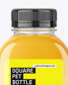 Square PET Bottle with Orange Juice Mockup