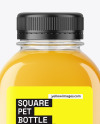 Square PET Bottle with Orange Juice Mockup