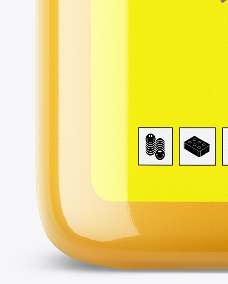 Square PET Bottle with Orange Juice Mockup