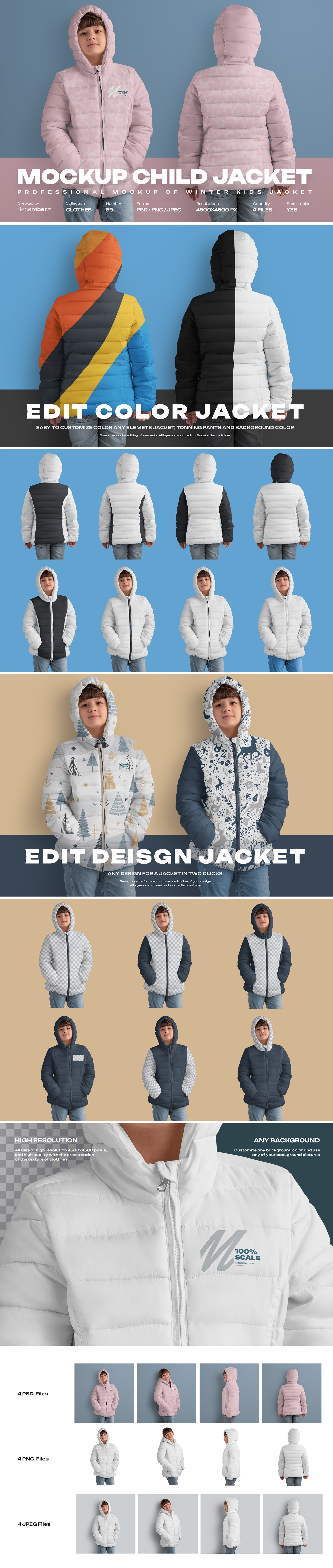 4 Mockups of a Kids Jacket 4 Mockups of a Kids Jacket