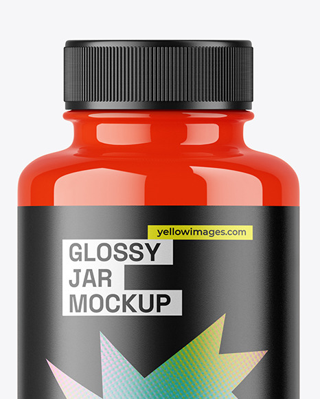 Glossy Pills Jar with Screw Cap Mockup