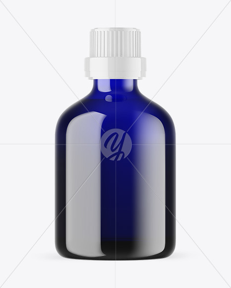 Blue Glass Essential Oil Bottle Mockup