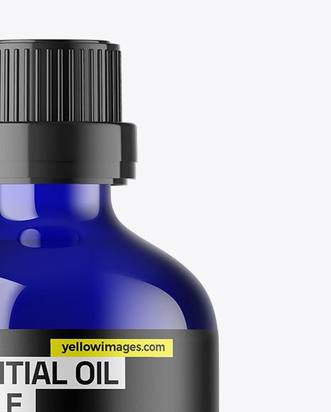 Blue Glass Essential Oil Bottle Mockup