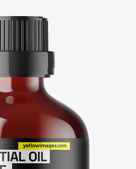 Dark Amber Glass Essential Oil Bottle Mockup