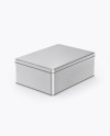 Matte Metallic Tin Box Mockup - Half Side View (High-Angle Shot)