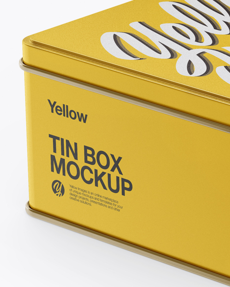 Matte Metallic Tin Box Mockup - Half Side View (High-Angle Shot)