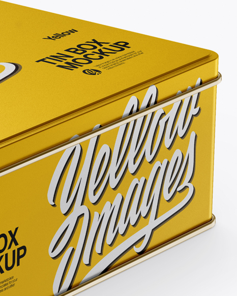 Matte Metallic Tin Box Mockup - Half Side View (High-Angle Shot)