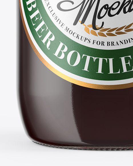 330ml Clear Glass Brown Ale Bottle Mockup