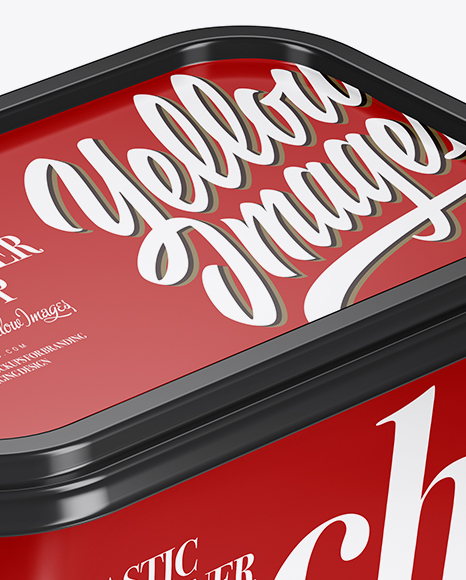 Glossy Plastic Container Mockup - Half Side View