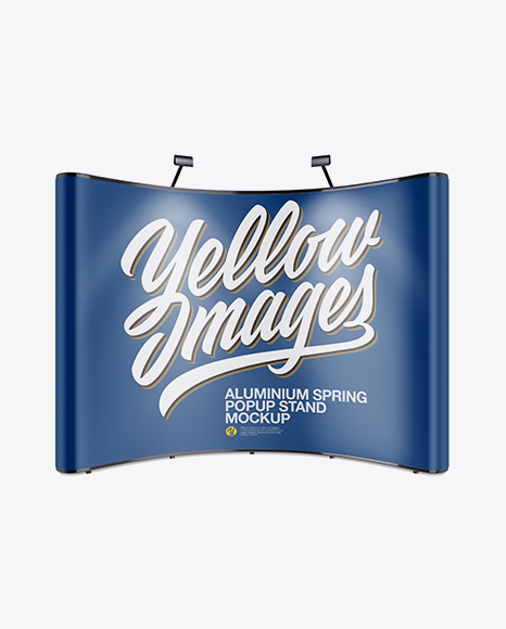 Matte Aluminium Spring Pop-Up Stand Mockup - Front View - Free Download