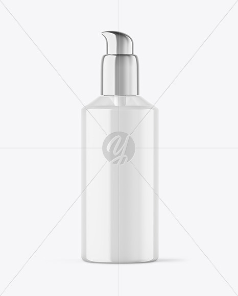 Clear Liquid Soap Cosmetic Bottle with Pump Mockup