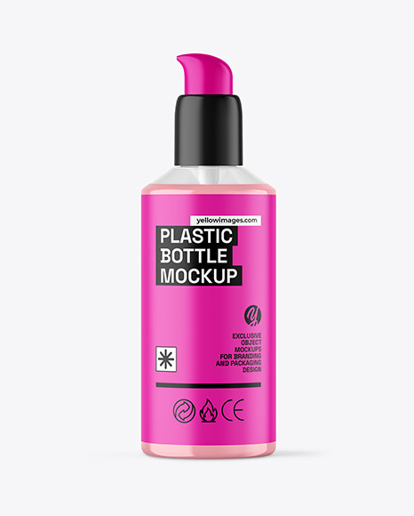 Clear Liquid Soap Cosmetic Bottle with Pump Mockup