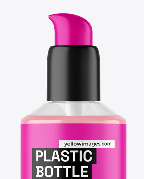 Clear Liquid Soap Cosmetic Bottle with Pump Mockup