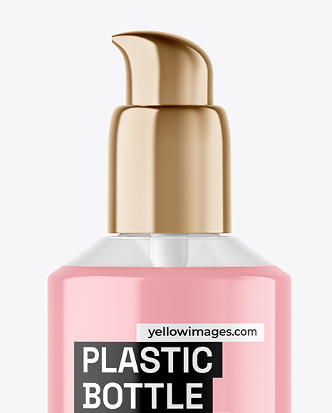 Clear Liquid Soap Cosmetic Bottle with Pump Mockup