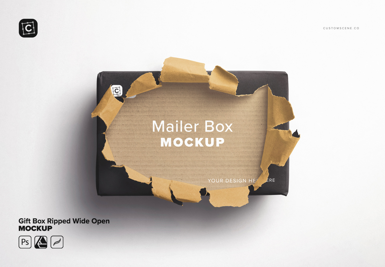 Gift Box Ripped Wide Open Mockup