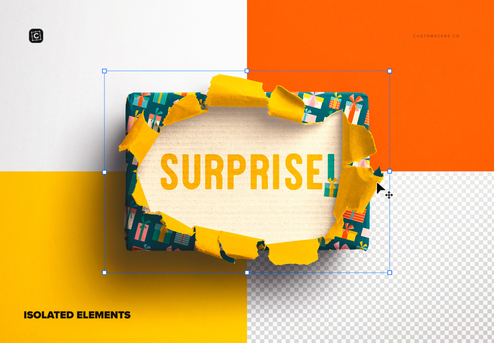 Gift Box Ripped Wide Open Mockup Gift Box Ripped Wide Open Mockup