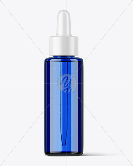 Blue Glass Dropper Bottle Mockup