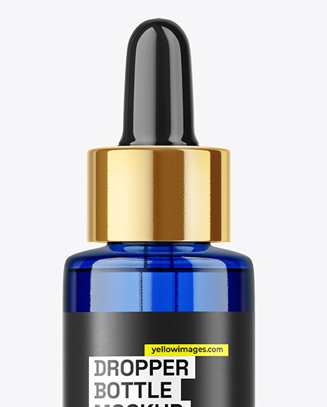 Blue Glass Dropper Bottle Mockup