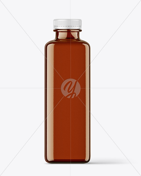 400ml Amber Square Bottle Mockup