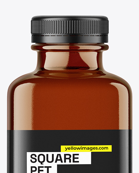 400ml Amber Square Bottle Mockup