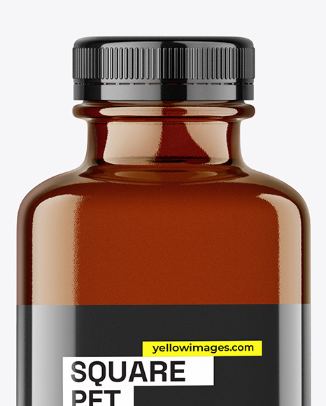 400ml Amber Square Bottle Mockup