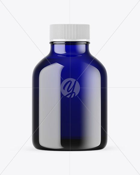 Blue Glass Essential Oil Bottle Mockup