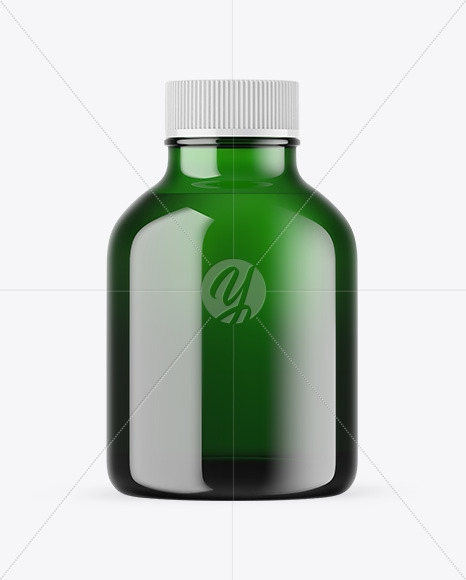 Green Glass Essential Oil Bottle Mockup