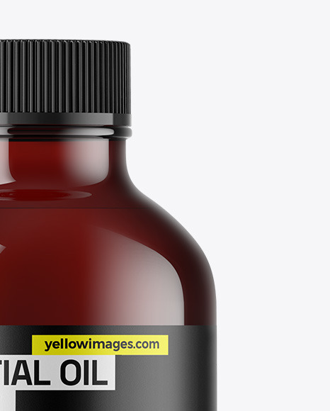 Dark Amber Glass Essential Oil Bottle Mockup