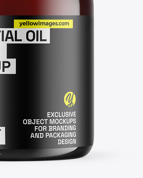 Dark Amber Glass Essential Oil Bottle Mockup