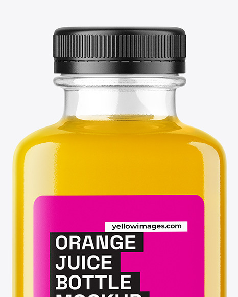 400ml Orange Juice Square Bottle Mockup