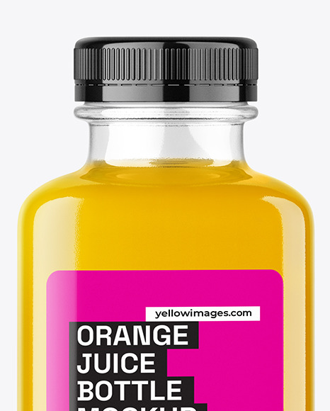 400ml Orange Juice Square Bottle Mockup