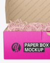 Kraft Paper Box w/ Shredded Paper Filling Mockup