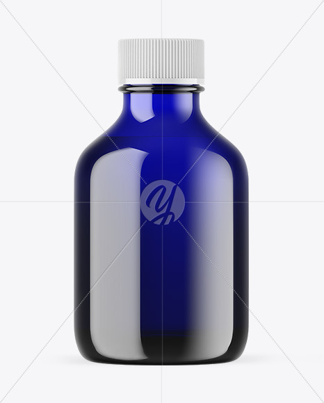 Blue Glass Essential Oil Bottle Mockup