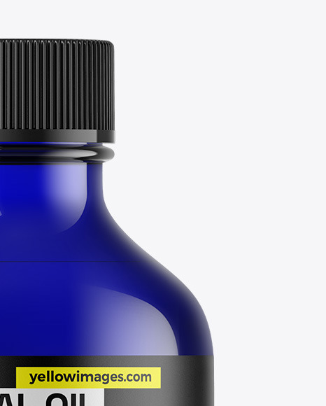 Blue Glass Essential Oil Bottle Mockup