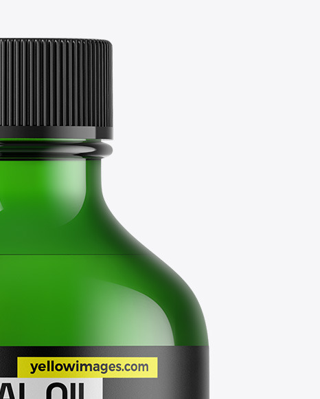 Green Glass Essential Oil Bottle Mockup