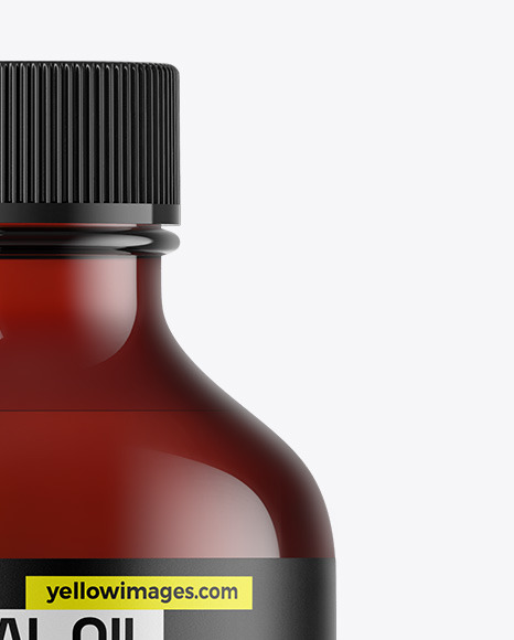 Dark Amber Glass Essential Oil Bottle Mockup