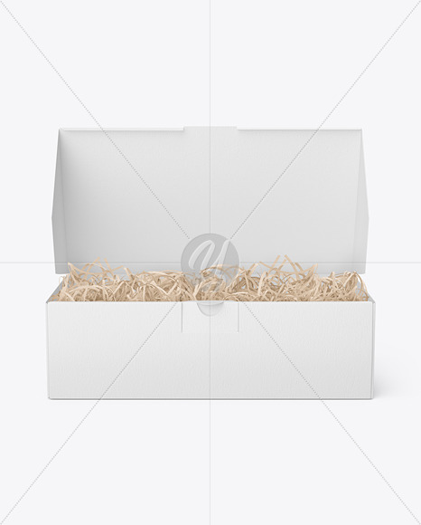 Opened Paper Box w/ Shredded Paper Filling Mockup - Free Download