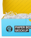 Opened Paper Box w/ Shredded Paper Filling Mockup