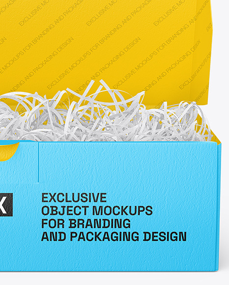 Opened Paper Box w/ Shredded Paper Filling Mockup - Free Download