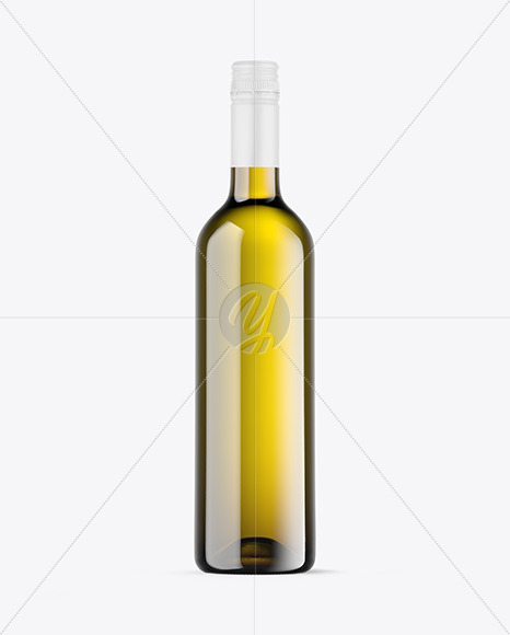 Antique Green Glass White Wine Bottle Mockup