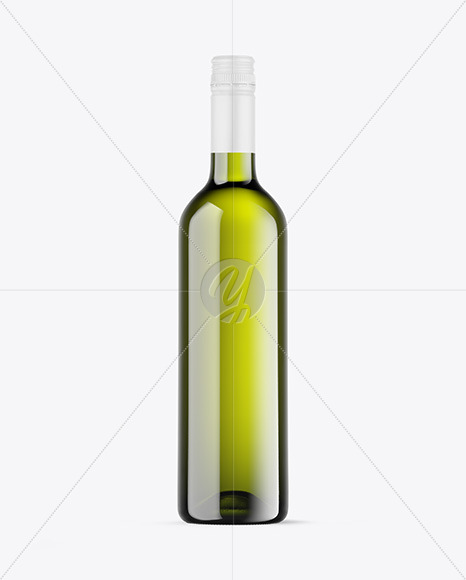 Green Glass White Wine Bottle Mockup