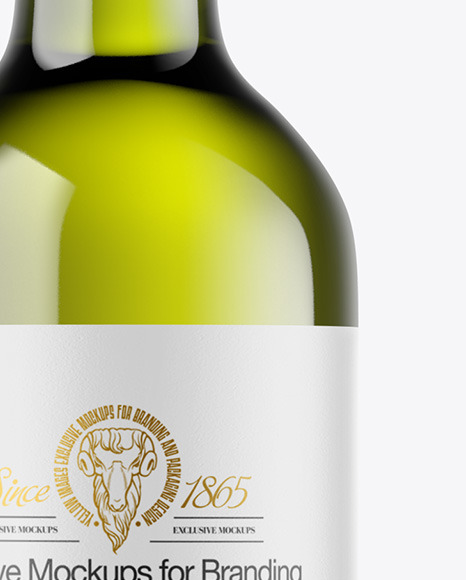 Green Glass White Wine Bottle Mockup